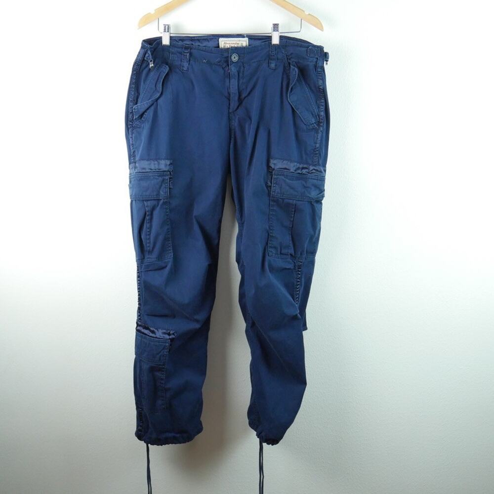 Abercrombie & Fitch Cargo Pants 14 32 Navy Blue Utility Paratrooper Y2K Gorpcore